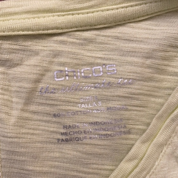 Chico’s yellow 3/4 sleeve v-neck the ultimate tee (size 3) - Picture 7 of 8